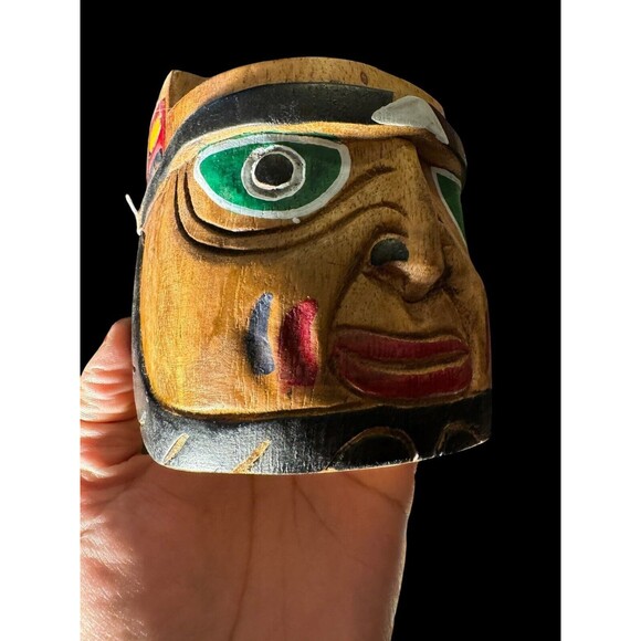 Vintage Handmade and Hand Painted Tribal Mask Native Art wall decor - Picture 2 of 10